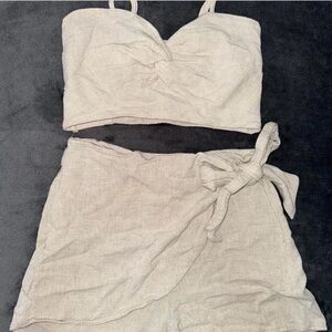Bought in Spain but never wore! Stradivarius cream linen set